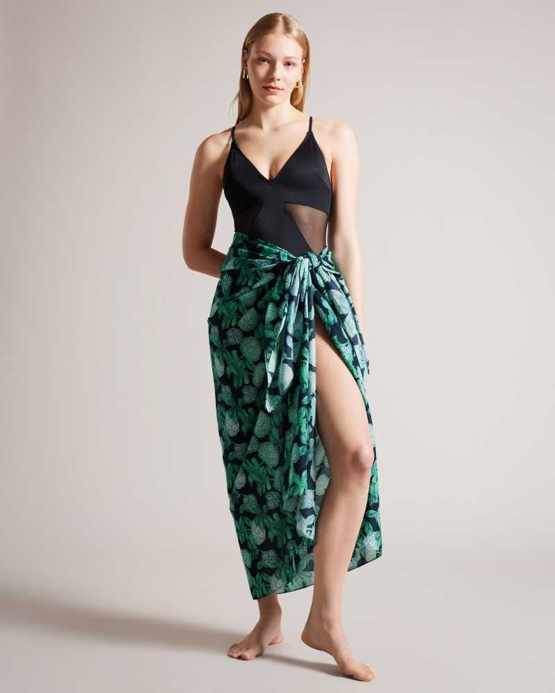 Black Ted Baker Ednarr Beach Sarong and Scrunchie Set | US0000833