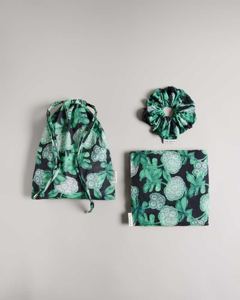 Black Ted Baker Ednarr Beach Sarong and Scrunchie Set | US0000833