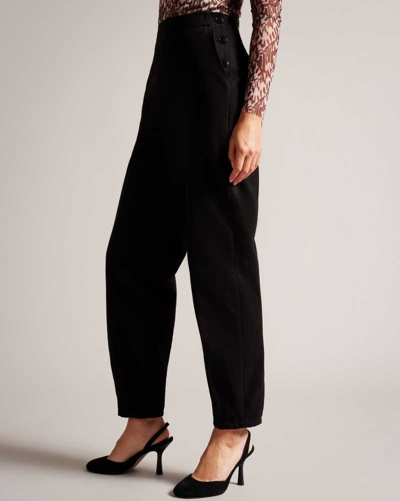 Black Ted Baker Eliona Barrel Trousers With Pin Tuck Detail | US0001123