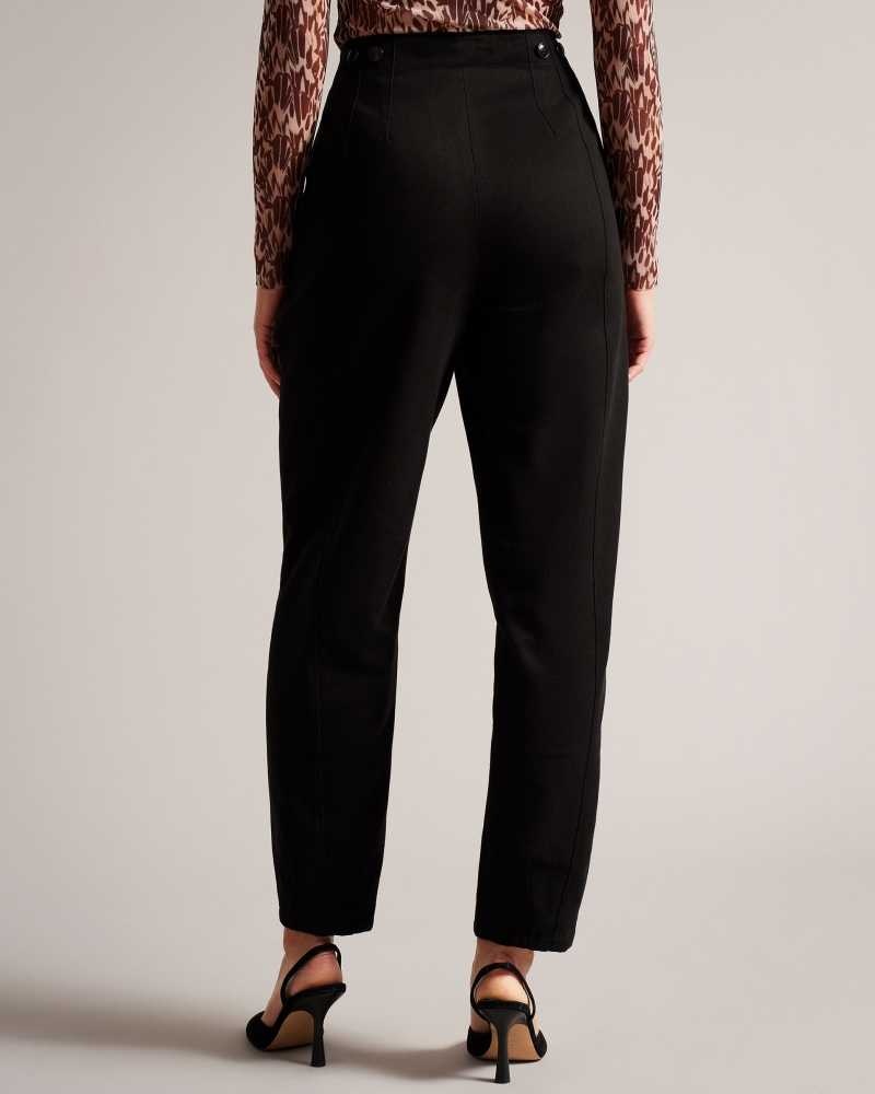 Black Ted Baker Eliona Barrel Trousers With Pin Tuck Detail | US0001123