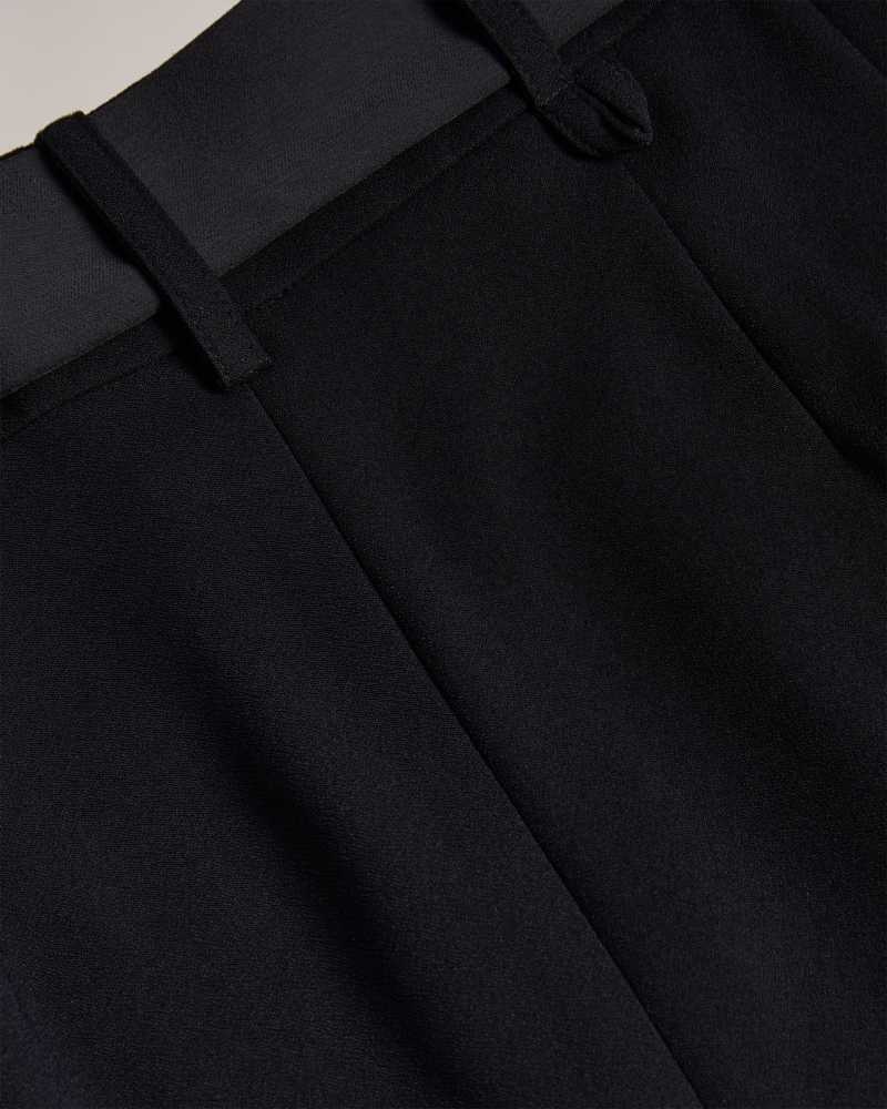 Black Ted Baker Eliziie Wide Leg Trousers With Pleat Detail | US0001146