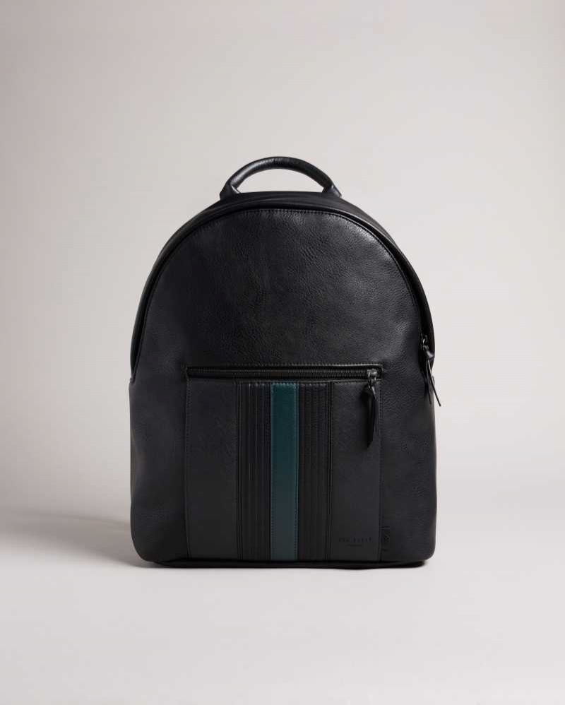 Black Ted Baker Esentle Striped PU Backpack | US0001247