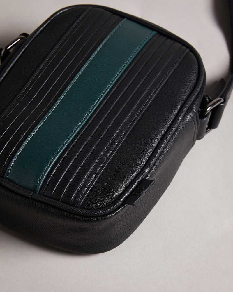 Black Ted Baker Evver Striped PU Flight Bag | US0001351