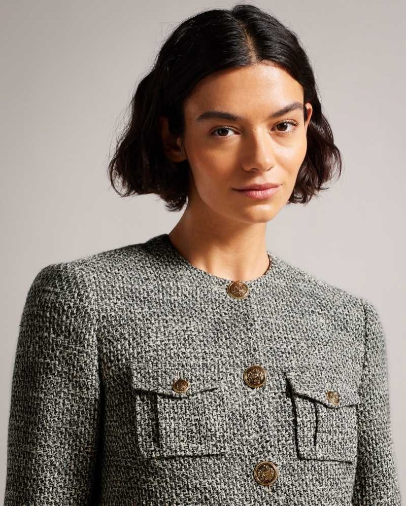 Black Ted Baker Faraae Cropped Boucle Jacket | US0000762