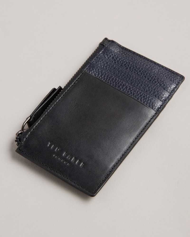 Black Ted Baker Fineas Waxy Leather Card Holder Cardholders | US0001418