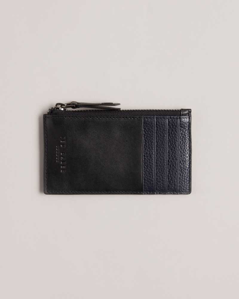 Black Ted Baker Fineas Waxy Leather Card Holder Cardholders | US0001418