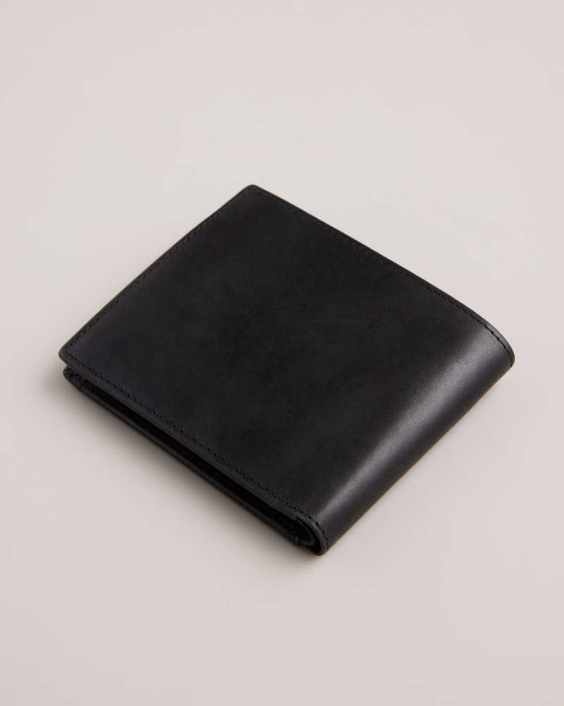 Black Ted Baker Finliy Waxy Leather Bifold Wallet Wallets | US0001561