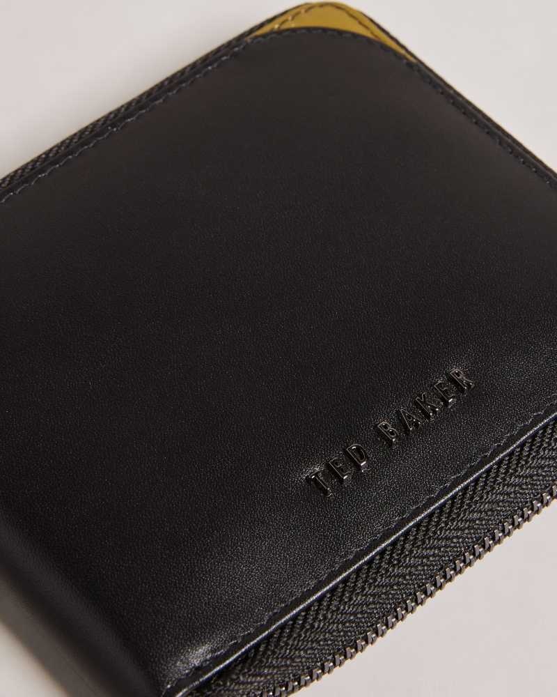 Black Ted Baker Finnie Corner Detail Zip Around Wallet Wallets | US0001544