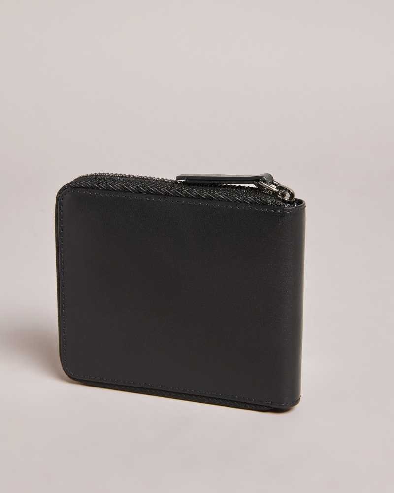 Black Ted Baker Finnie Corner Detail Zip Around Wallet Wallets | US0001544