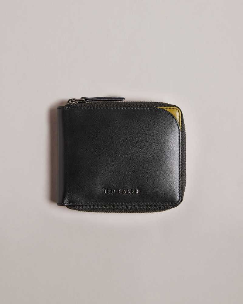 Black Ted Baker Finnie Corner Detail Zip Around Wallet Wallets | US0001544