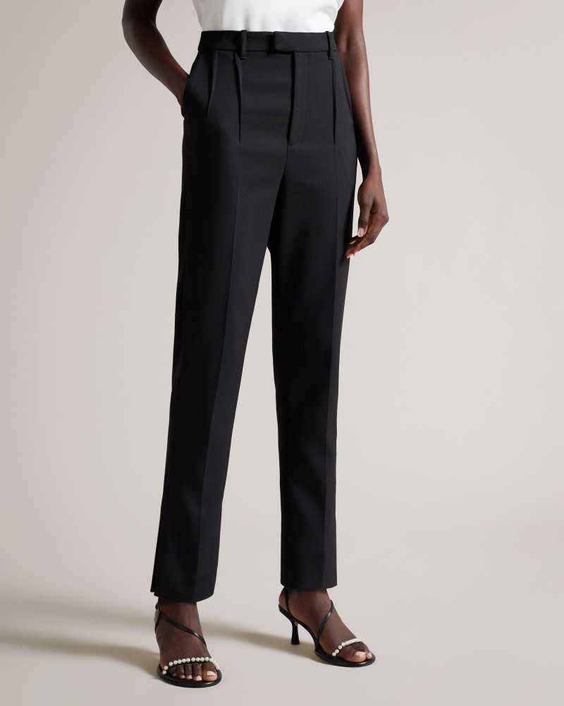 Black Ted Baker Frittat Tailored Cigarette Trousers With Darts | US0001153