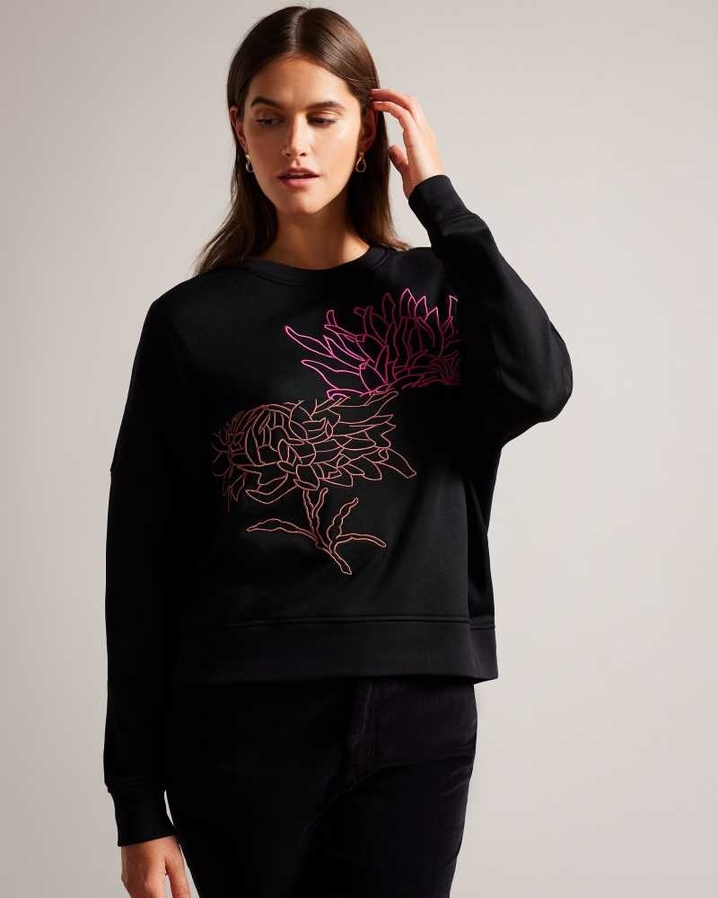 Black Ted Baker Genno Graphic Sweatshirt | US0001034