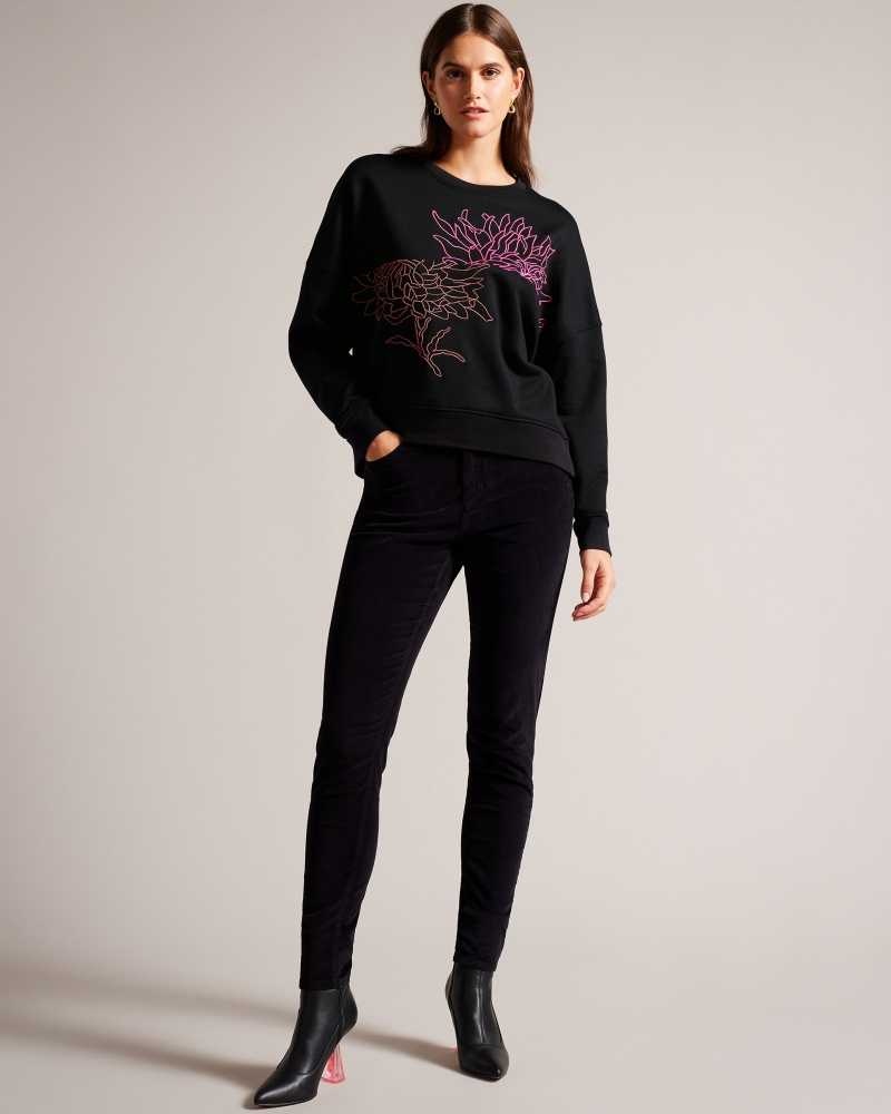 Black Ted Baker Genno Graphic Sweatshirt | US0001034