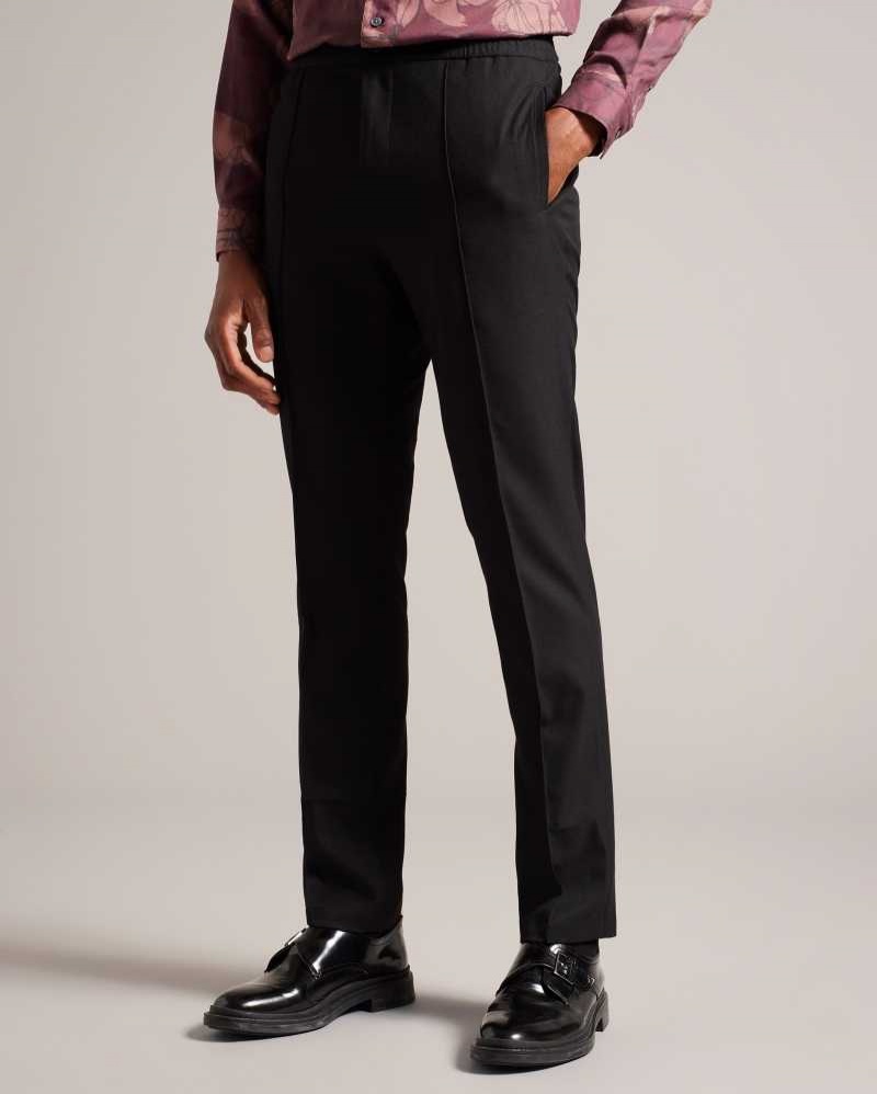 Black Ted Baker Giggs Slim Fit Trousers With Drawcord Waist | US0001115