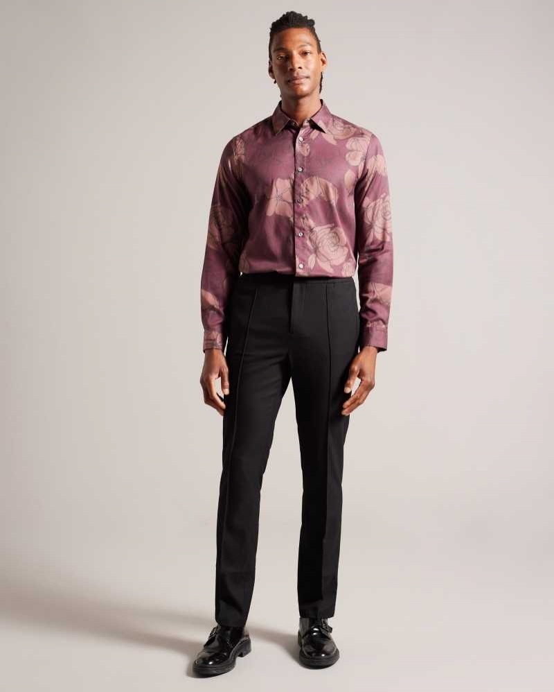 Black Ted Baker Giggs Slim Fit Trousers With Drawcord Waist | US0001115