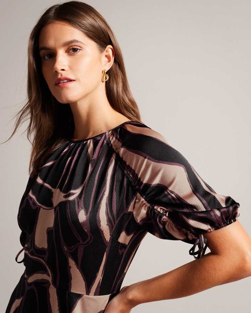 Black Ted Baker Gilliaa Abstract Print Mini Dresses | US0000077