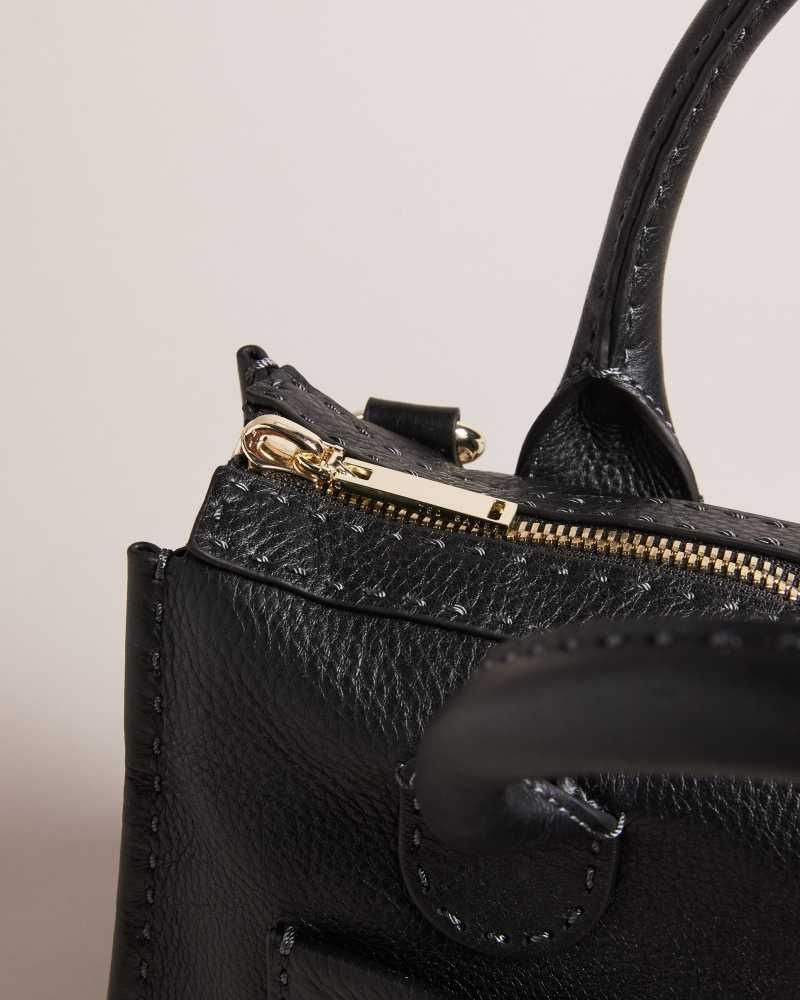 Black Ted Baker Hickory Stitching Detail Wide Tote Bag | US0001306