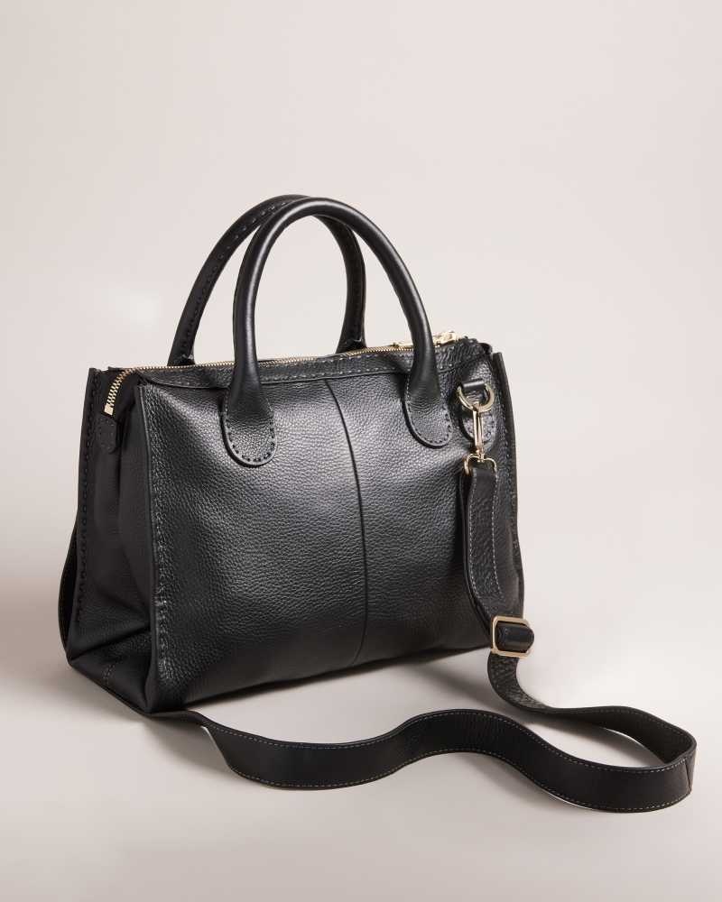 Black Ted Baker Hickory Stitching Detail Wide Tote Bag | US0001306