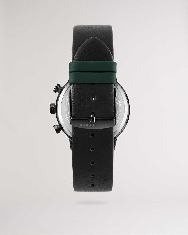 Black Ted Baker Huras Black Smooth Leather Strap Watch | US0001970