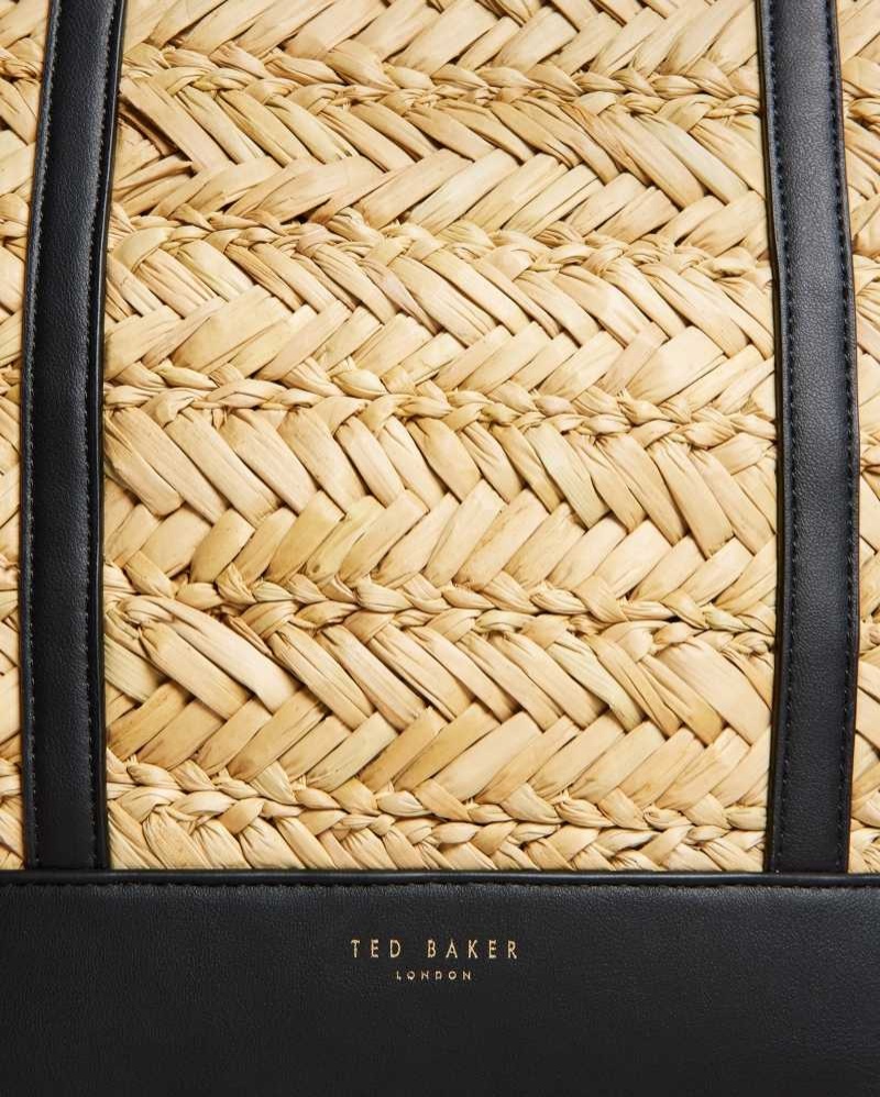 Black Ted Baker Ivees Large Basket Weave Tote Bag | US0001516