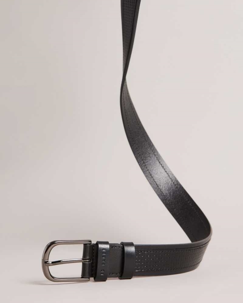 Black Ted Baker Jawdun Woven Leather Belt | US0001601