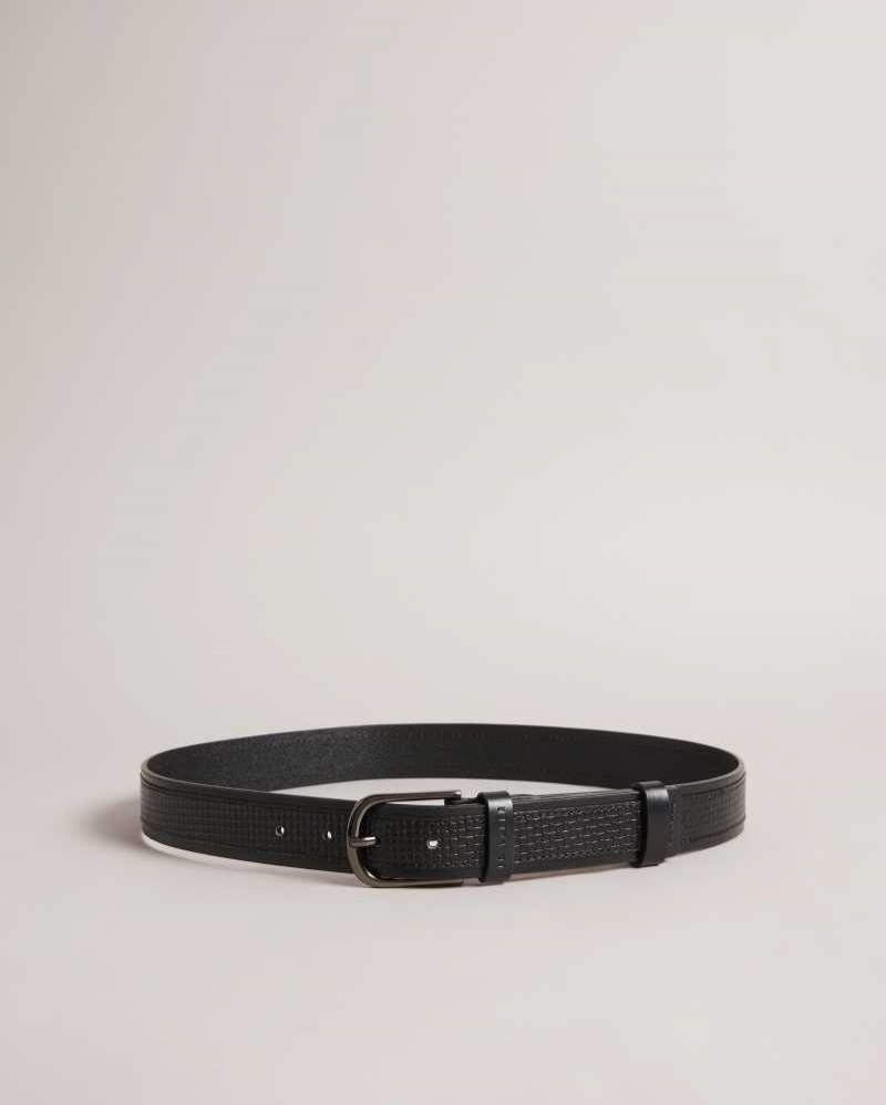 Black Ted Baker Jawdun Woven Leather Belt | US0001601