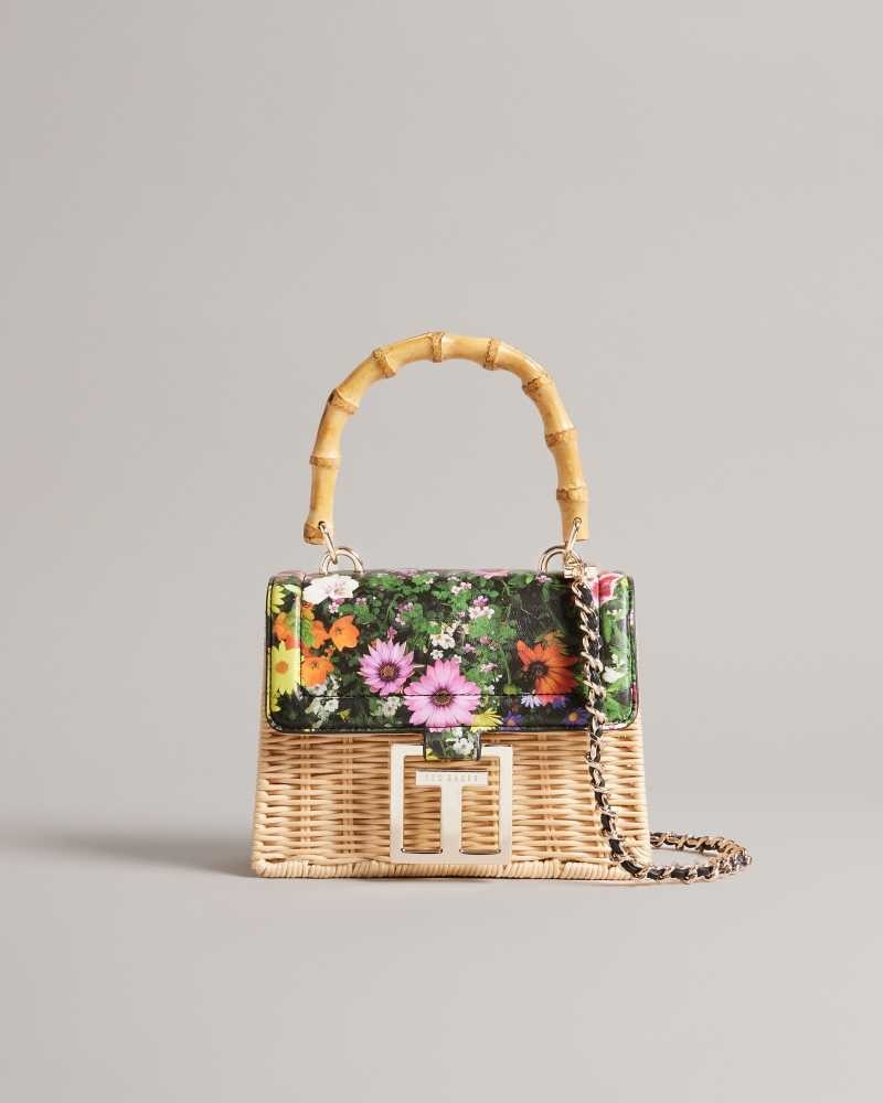 Black Ted Baker Jaysisa Printed Mini Basket Bag | US0001307