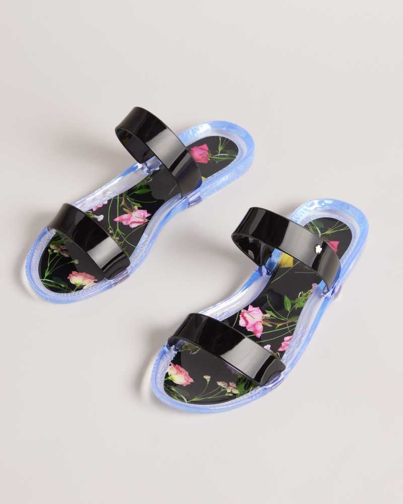 Black Ted Baker Jellina Double Strap Jelly Sliders | US0002161