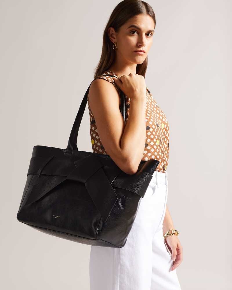 Black Ted Baker Jimma PU Large Tote Bag | US0001513