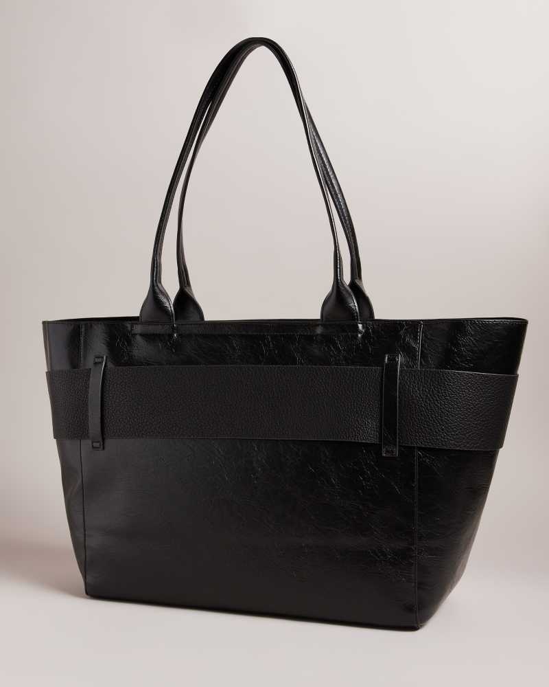 Black Ted Baker Jimma PU Large Tote Bag | US0001513