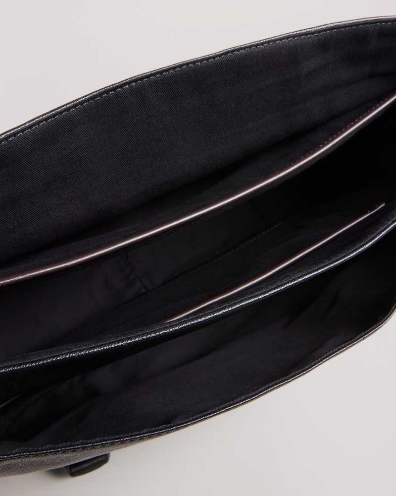 Black Ted Baker Josper Faux Leather Messenger Bag | US0001598