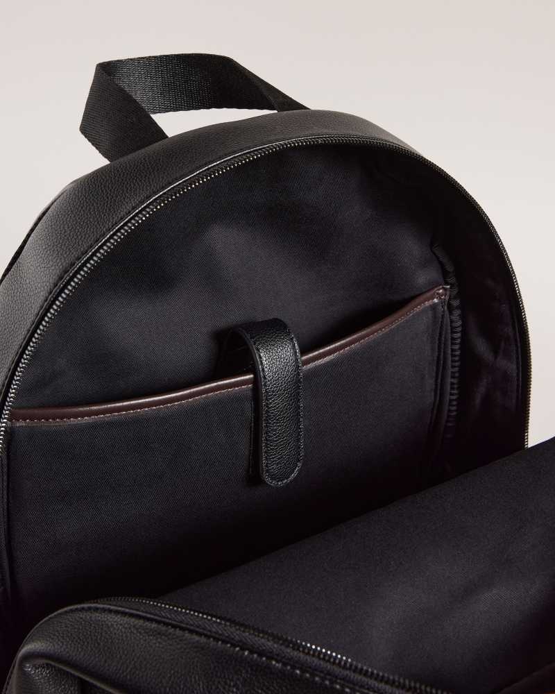 Black Ted Baker Joss Faux Leather Backpack | US0001248