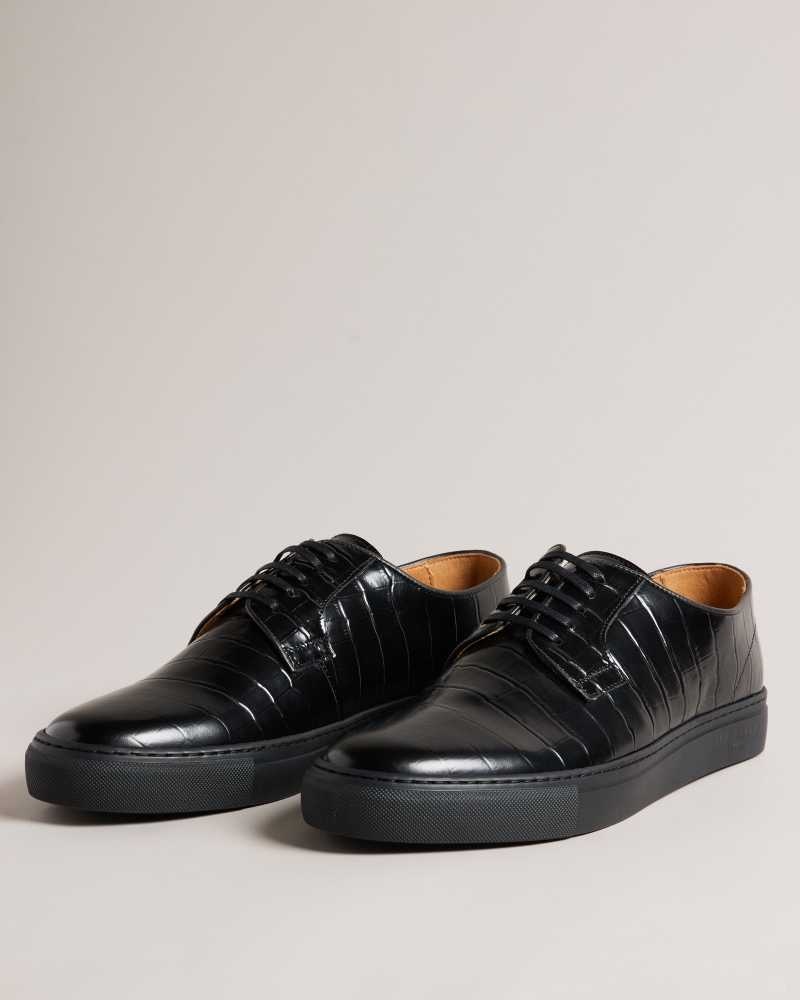 Black Ted Baker Kantenc Leather Croc Texture Hybrid Shoes | US0002178