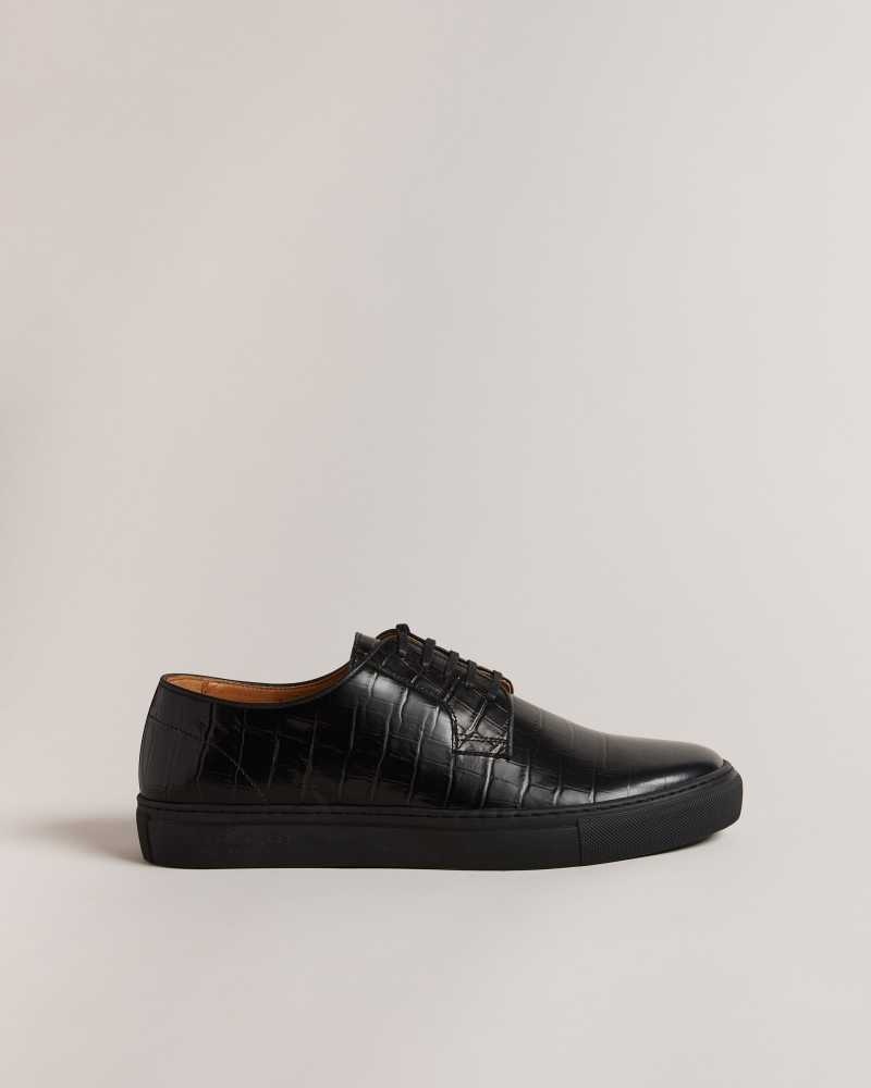 Black Ted Baker Kantenc Leather Croc Texture Hybrid Shoes | US0002178