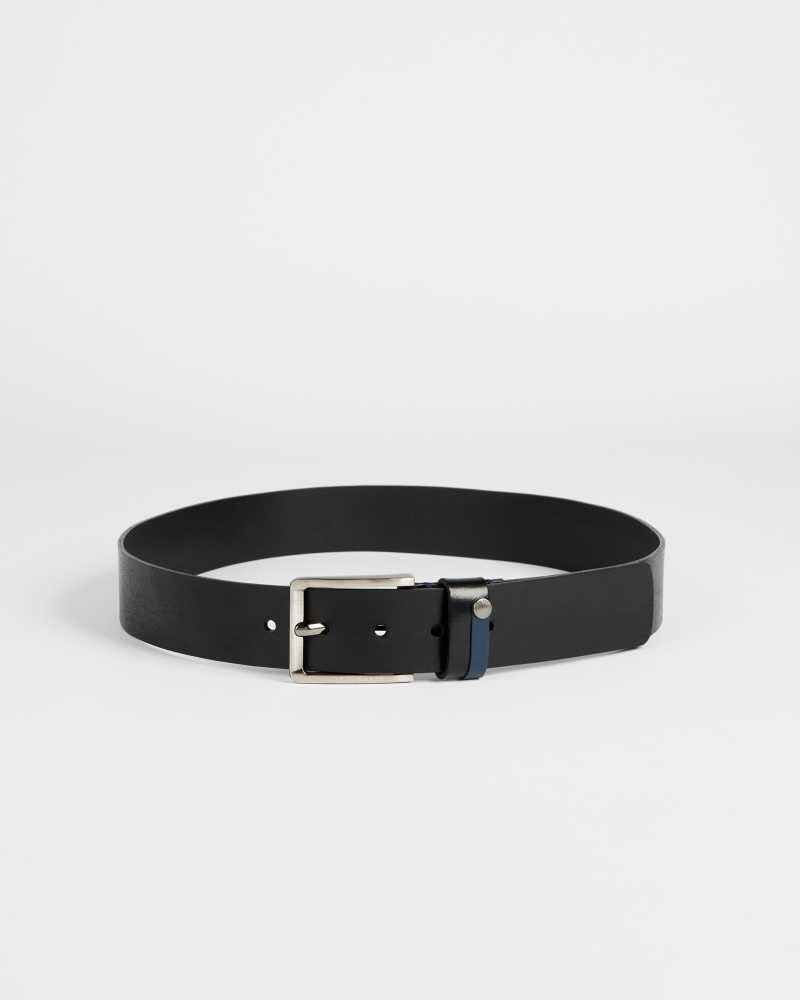 Black Ted Baker Keepsak Contrast Detail Leather Belt | US0001615