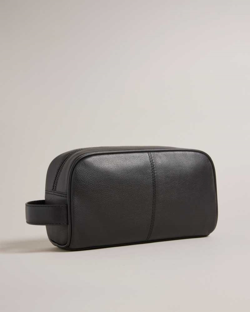 Black Ted Baker Kilzip Woven Leather Washbag | US0001570