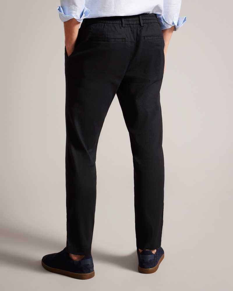 Black Ted Baker Kimmel Linen Blend Elasticated Trousers | US0001098