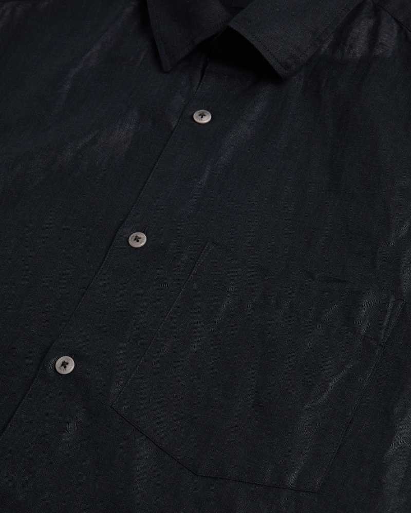 Black Ted Baker Kingfrd Short Sleeve Linen Shirt | US0000591