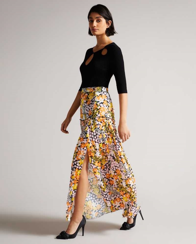 Black Ted Baker Klemmy Dropped Waist Maxi Skirt | US0000706