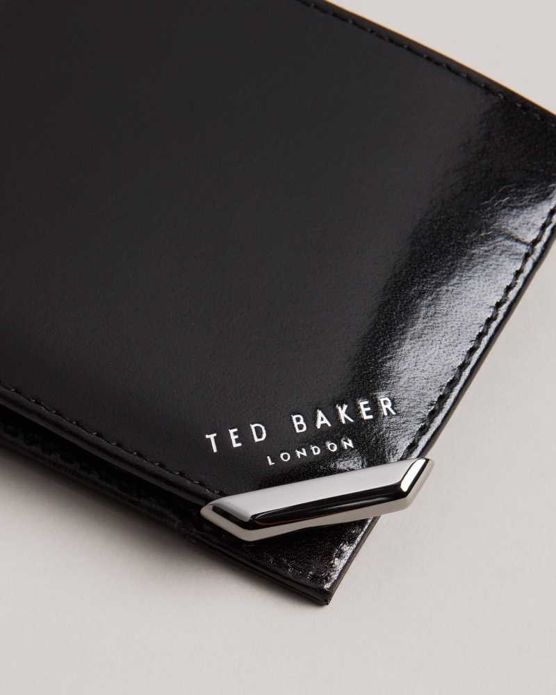 Black Ted Baker Kornerr Metal Corner Bifold Coin Wallet Wallets | US0001549