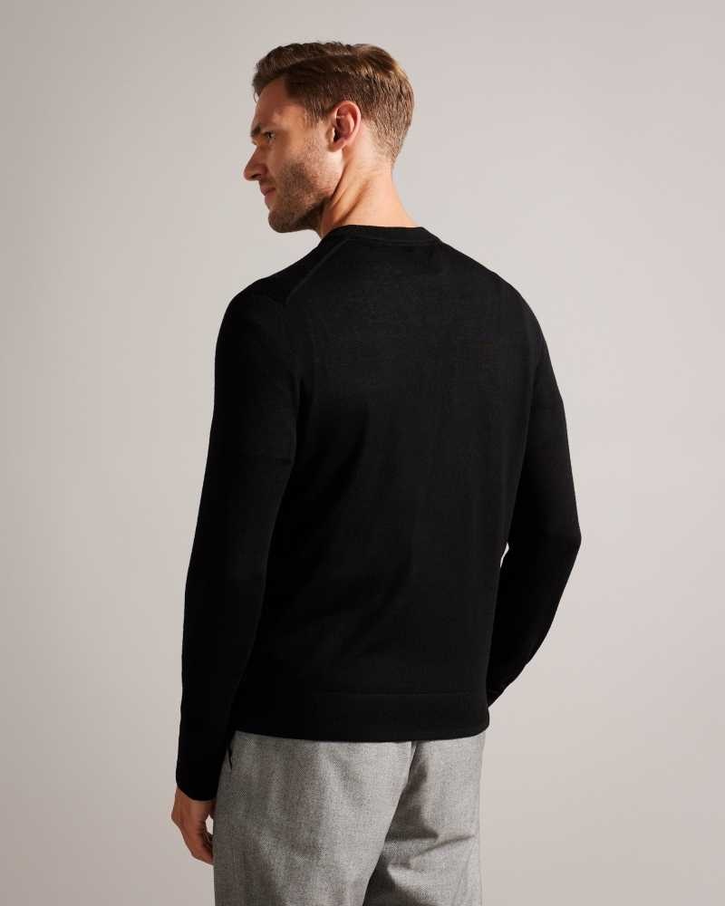 Black Ted Baker Lambeh V-Neck Merino Wool Jumper | US0000397