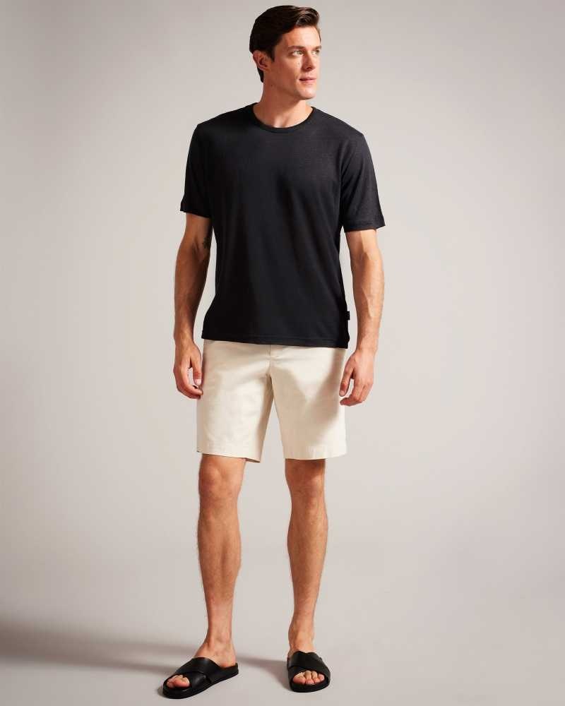 Black Ted Baker Linlo Short Sleeve Linen T-Shirt | US0000892