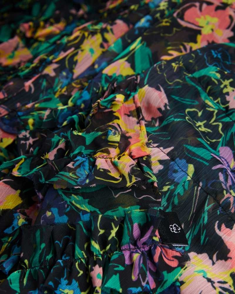 Black Ted Baker Liyana Flirty Texture Floral Scarf | US0001901