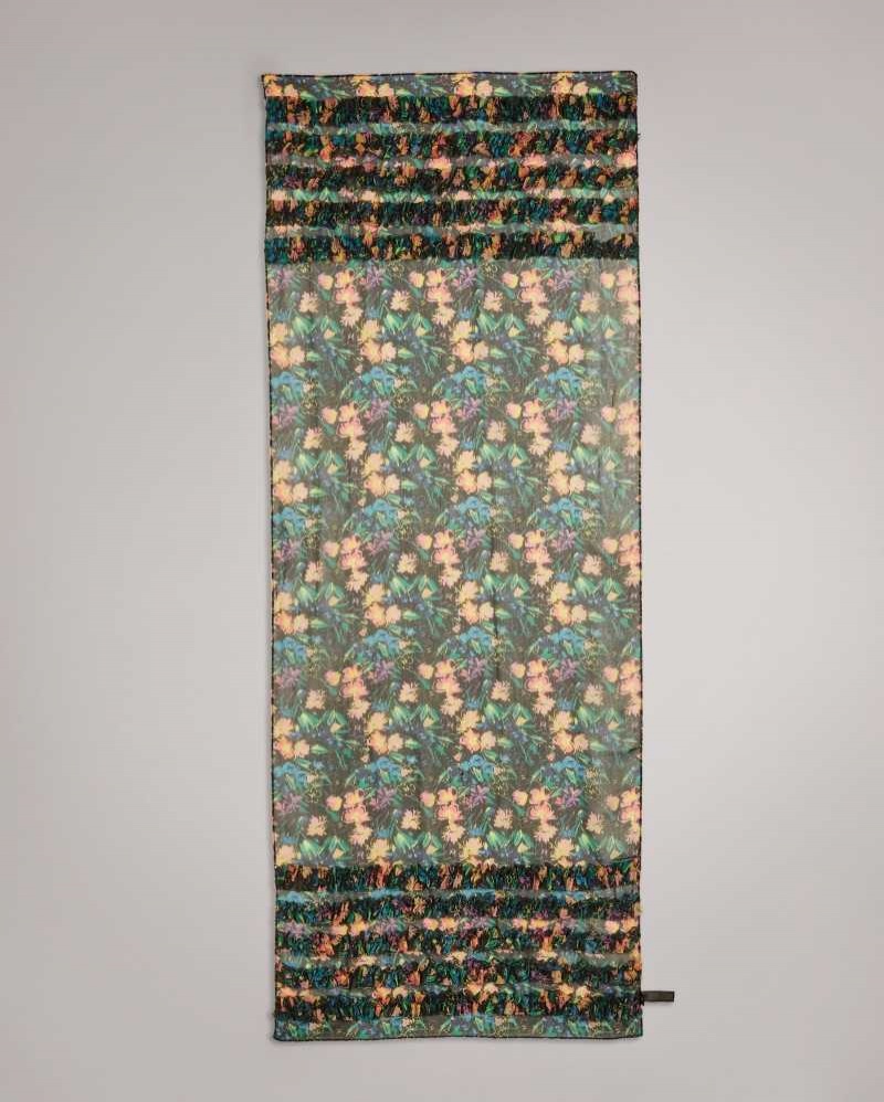 Black Ted Baker Liyana Flirty Texture Floral Scarf | US0001901