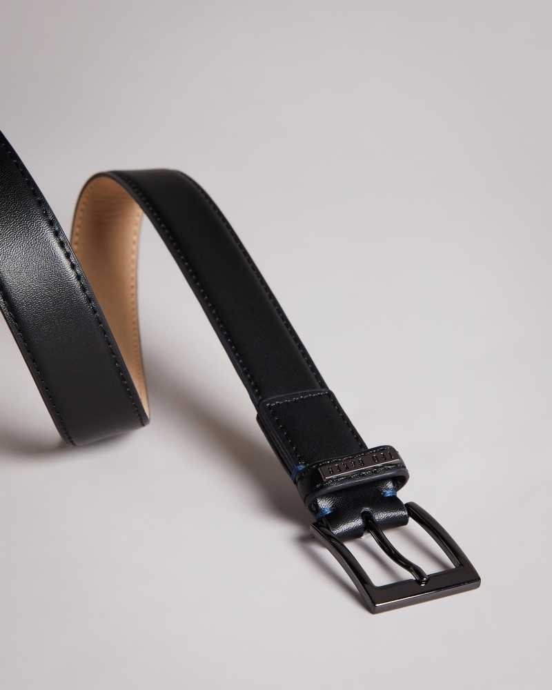 Black Ted Baker Lizwiz Leather Keeper Plate Belt | US0001633