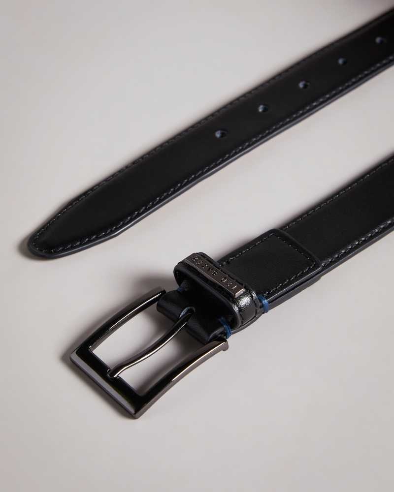 Black Ted Baker Lizwiz Leather Keeper Plate Belt | US0001633