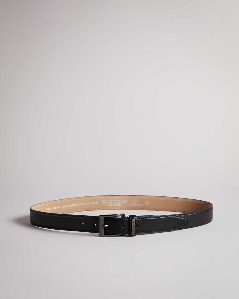 Black Ted Baker Lizwiz Leather Keeper Plate Belt | US0001633