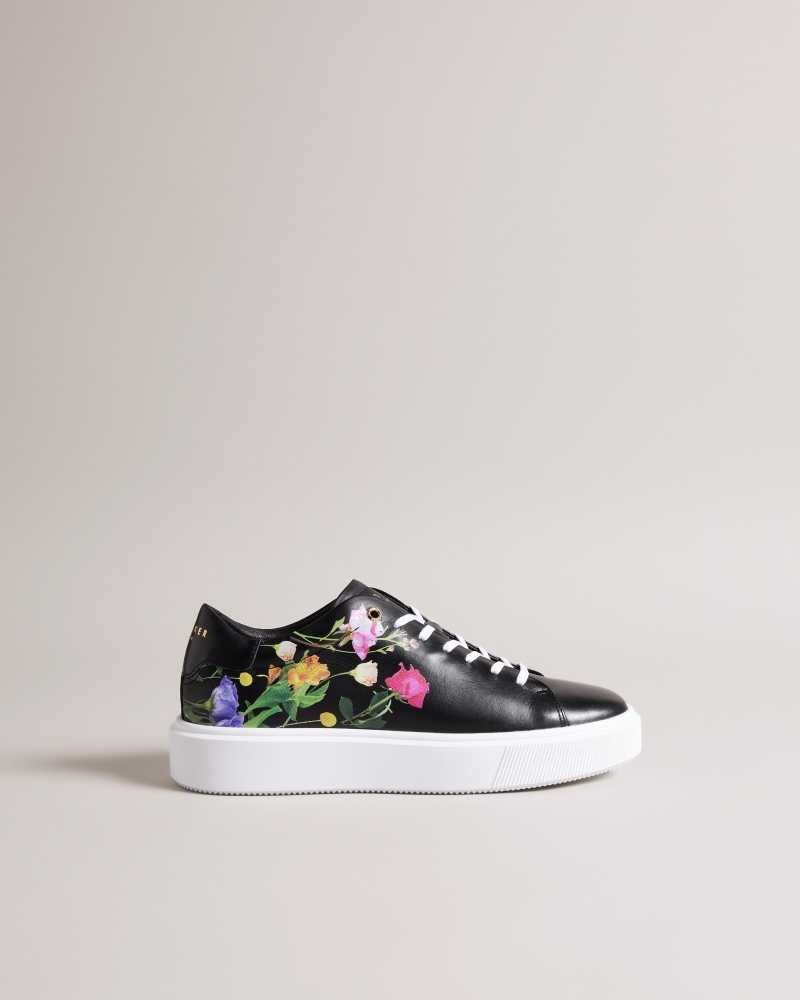 Black Ted Baker Lorayy Floral Printed Platform Sneakers | US0002190