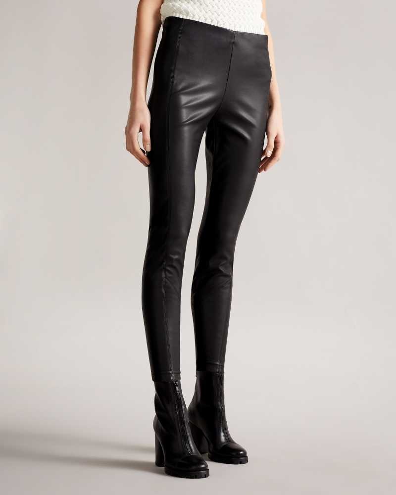 Black Ted Baker Madson Faux Leather Leggings | US0001149