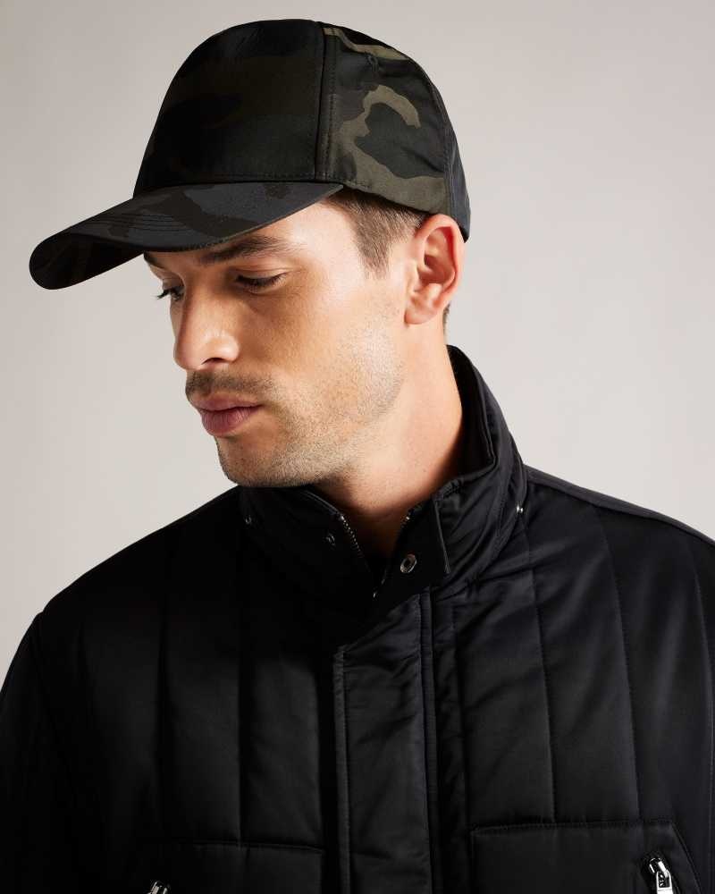 Black Ted Baker Maiisun Camo Printed Cap Caps | US0001701